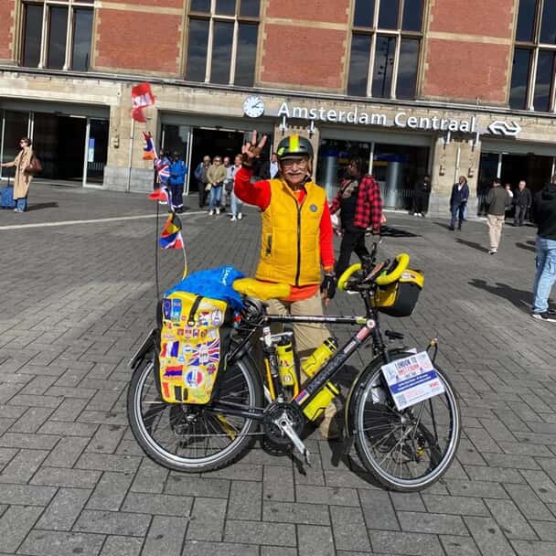 An image of a cyclist supporting the charity.